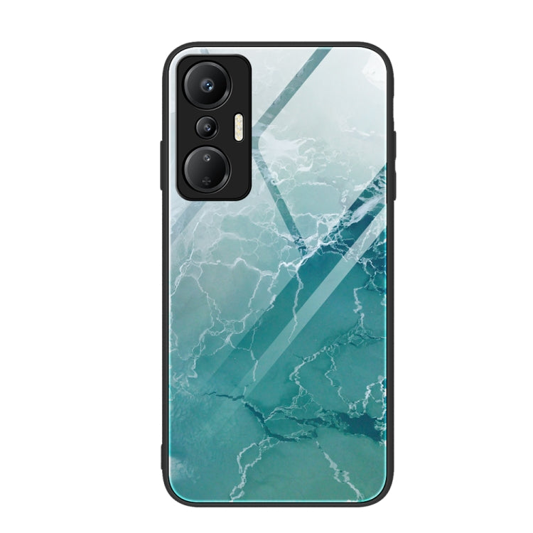Marble Pattern Glass Phone Case, For Infinix Hot 20i — Blue Ocean
