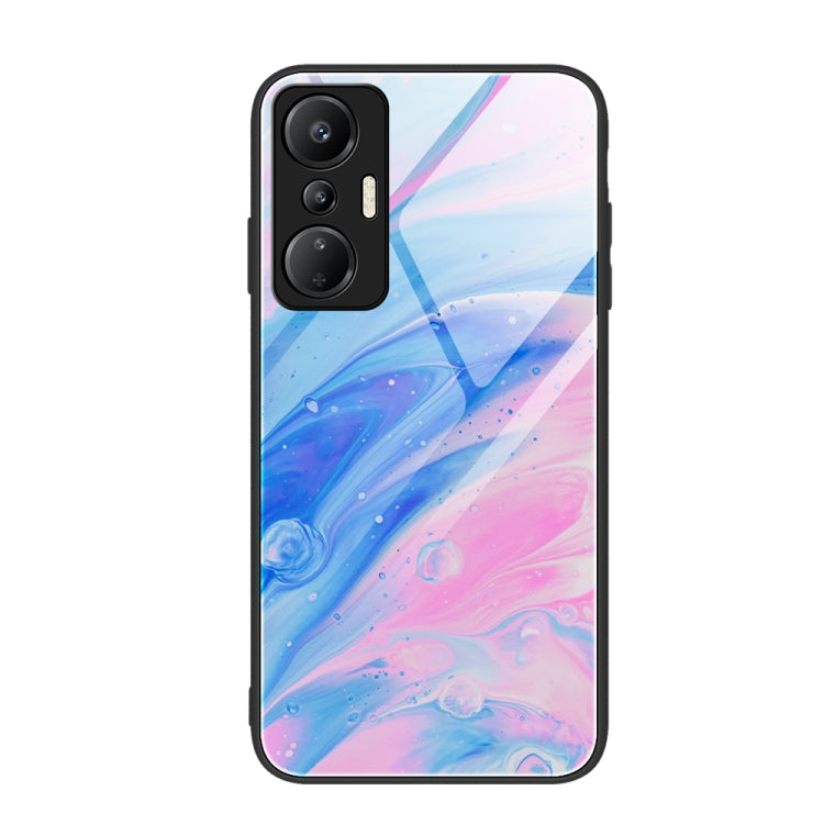 Marble Pattern Glass Phone Case, For Infinix Hot 20i — Green Ocean