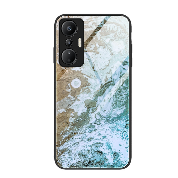 Marble Pattern Glass Phone Case, For Infinix Hot 20i — Pink