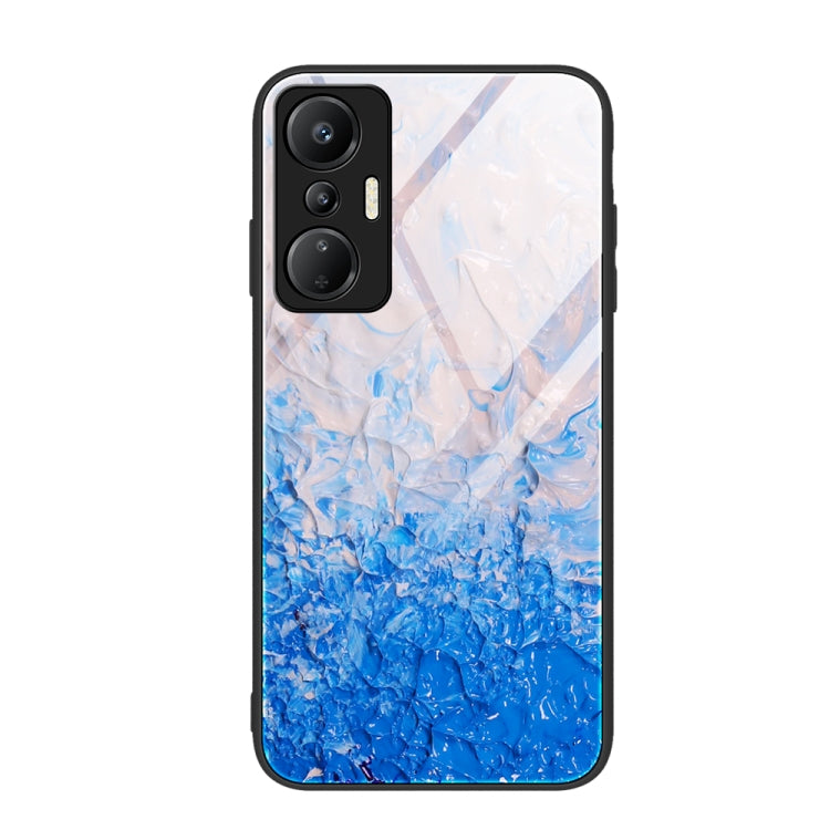 Marble Pattern Glass Phone Case, For Infinix Hot 20i — Beach