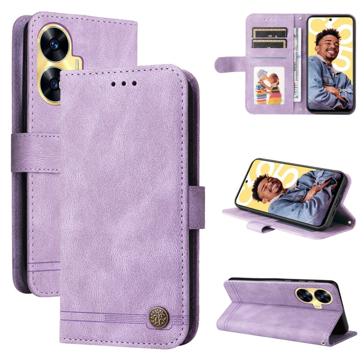 Skin Feel Life Tree Metal Button Leather Phone Case — view 27