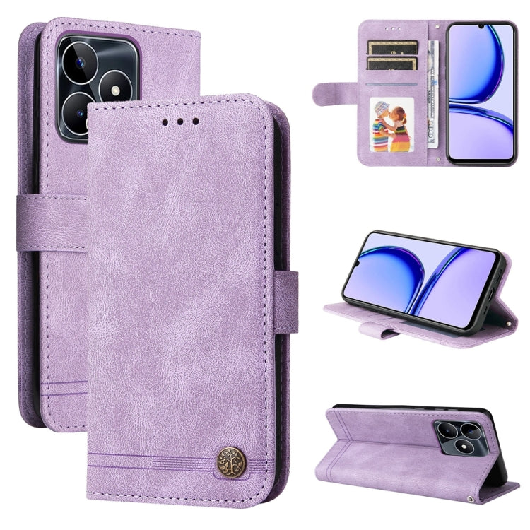 Skin Feel Life Tree Metal Button Leather Phone Case — For Realme GT Neo 5 5G / GT3