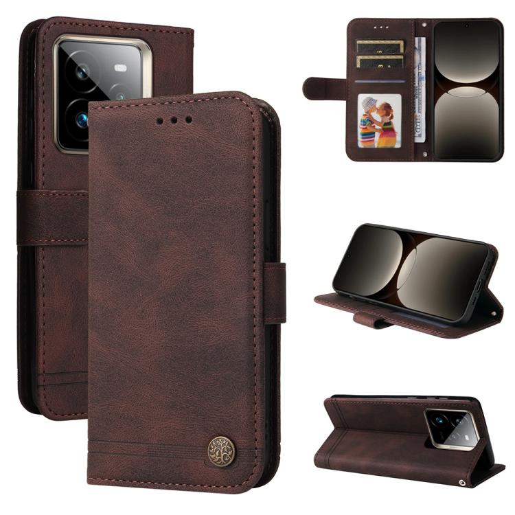Skin Feel Life Tree Metal Button Leather Phone Case — For Realme 11 4G Global