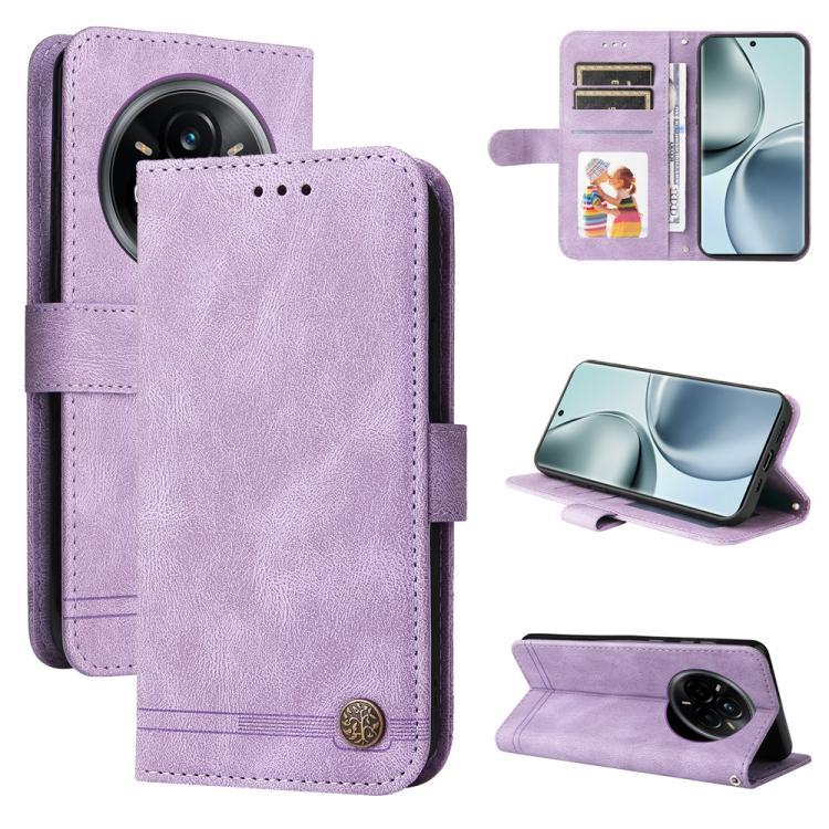 Skin Feel Life Tree Metal Button Leather Phone Case — For Realme C63 / C61  / Note 60