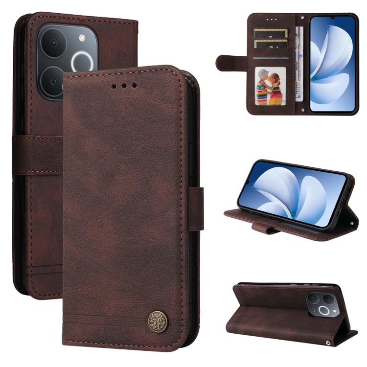 Skin Feel Life Tree Metal Button Leather Phone Case — view 44