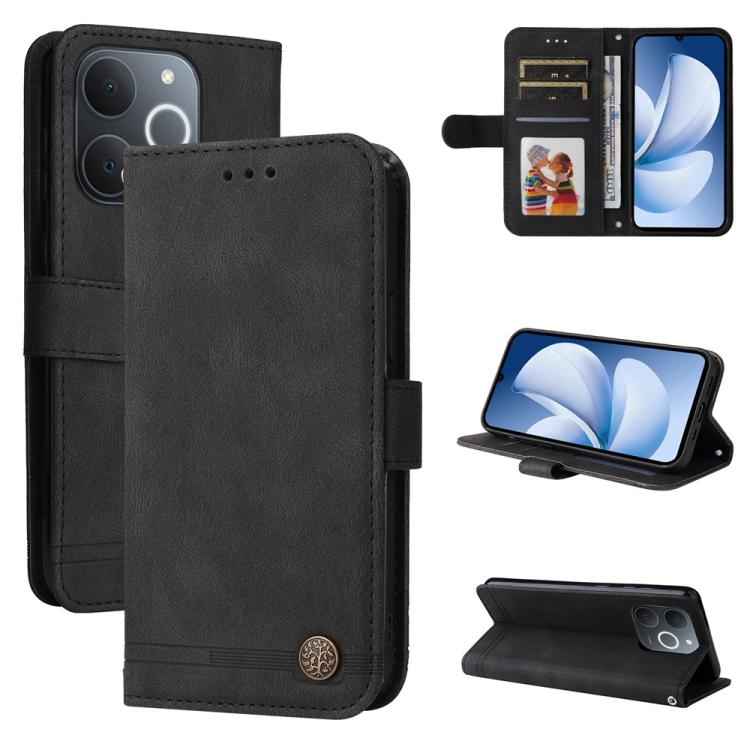 Skin Feel Life Tree Metal Button Leather Phone Case — view 45