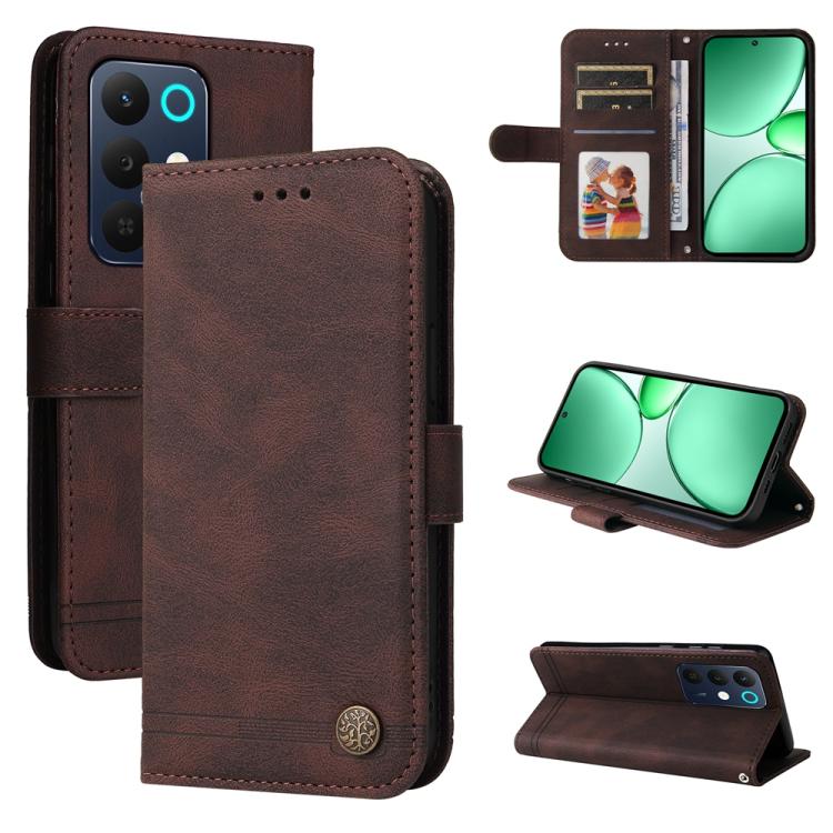 Skin Feel Life Tree Metal Button Leather Phone Case — view 29
