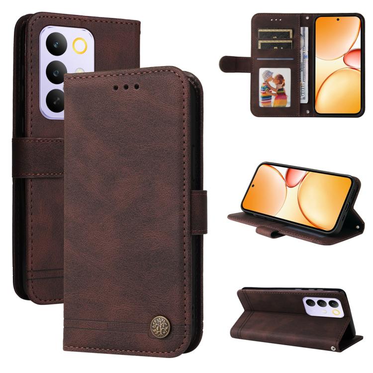 Skin Feel Life Tree Metal Button Leather Phone Case — view 34