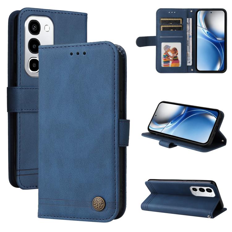 Skin Feel Life Tree Metal Button Leather Phone Case — For Realme C71 4G / C75 4G / 5G / 14x