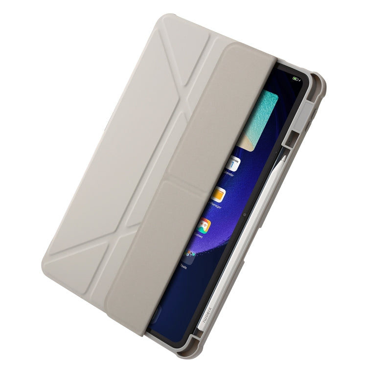 Clear Acrylic Deformation Leather Tablet Case — Grey