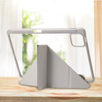 Clear Acrylic Deformation Leather Tablet Case — Pink