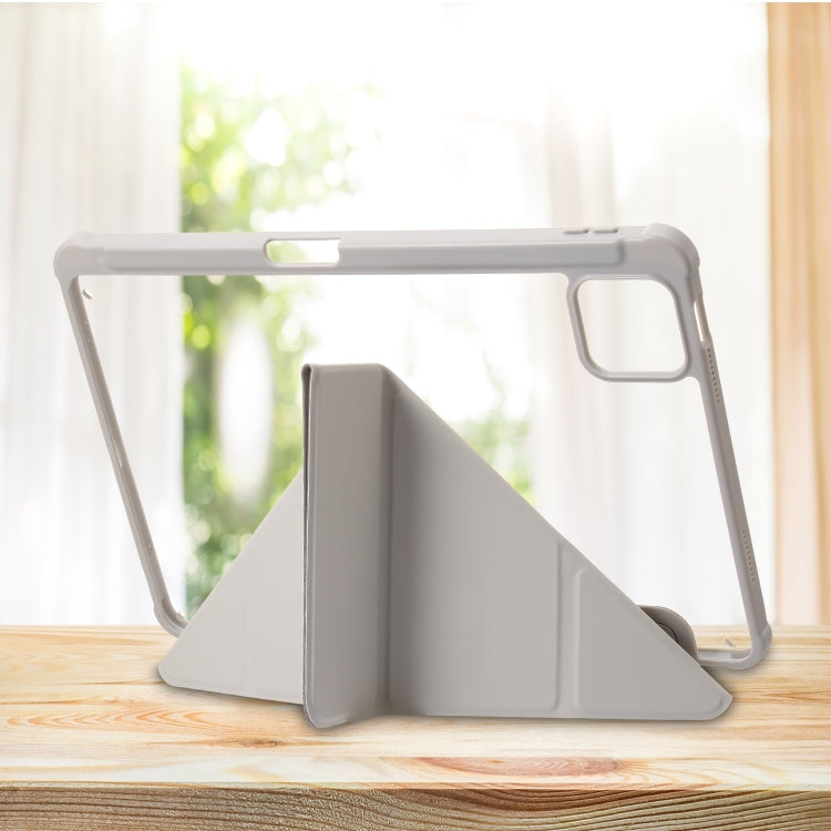 Clear Acrylic Deformation Leather Tablet Case — Pink