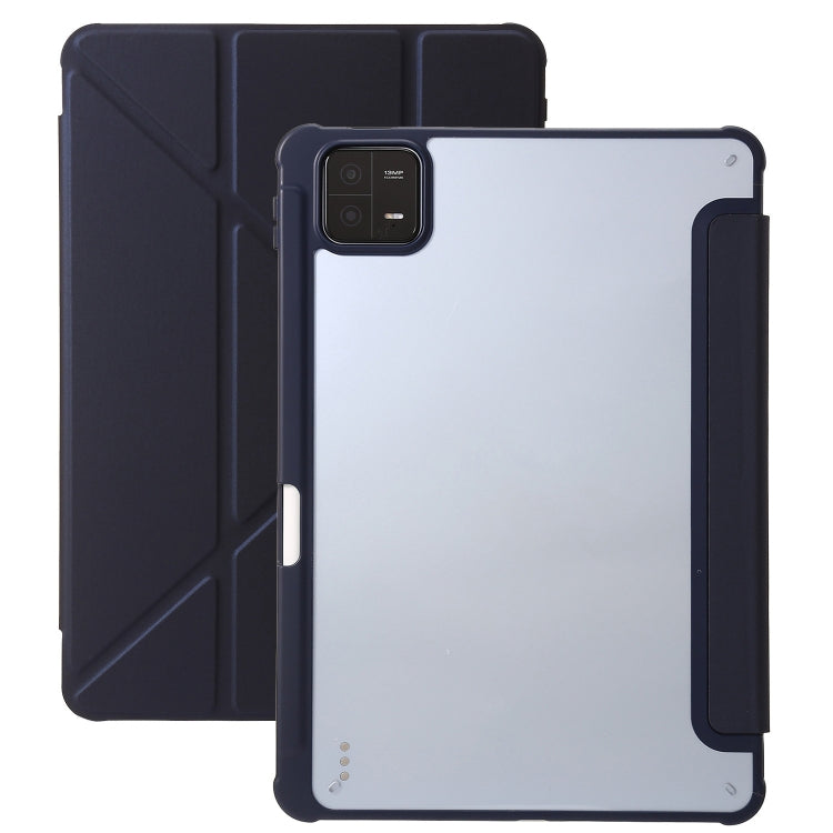 Clear Acrylic Deformation Leather Tablet Case — Ice Blue