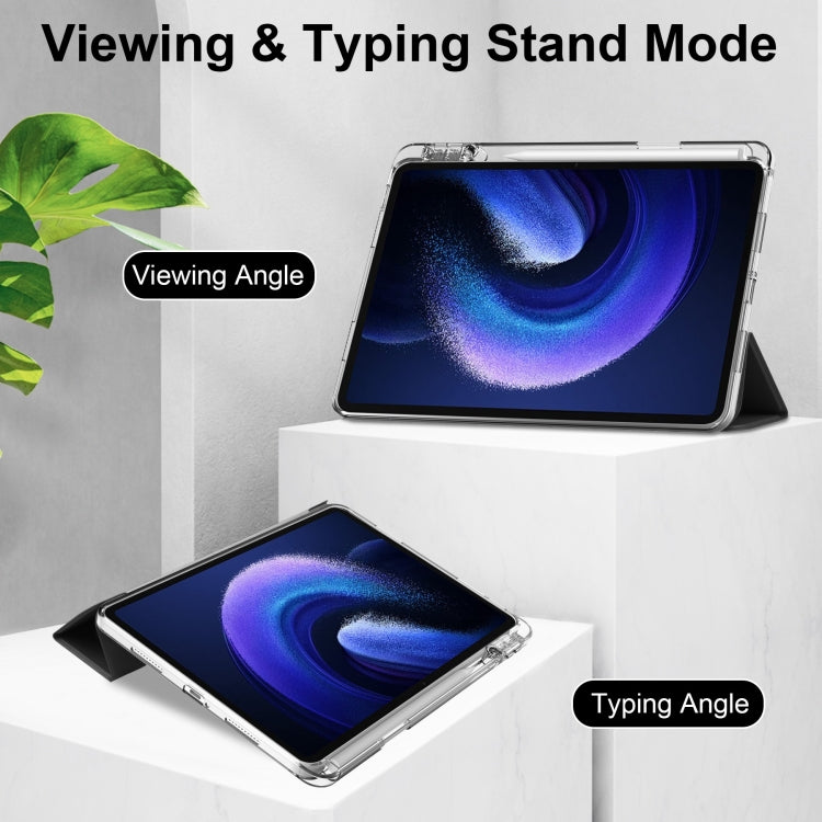 3-fold Clear TPU Smart Leather Tablet Case