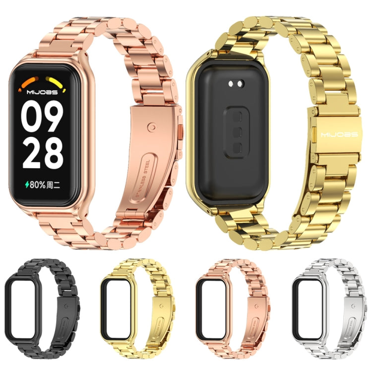 Mijobs Metal Shell + Three-Bead Stainless Steel Watch Band
