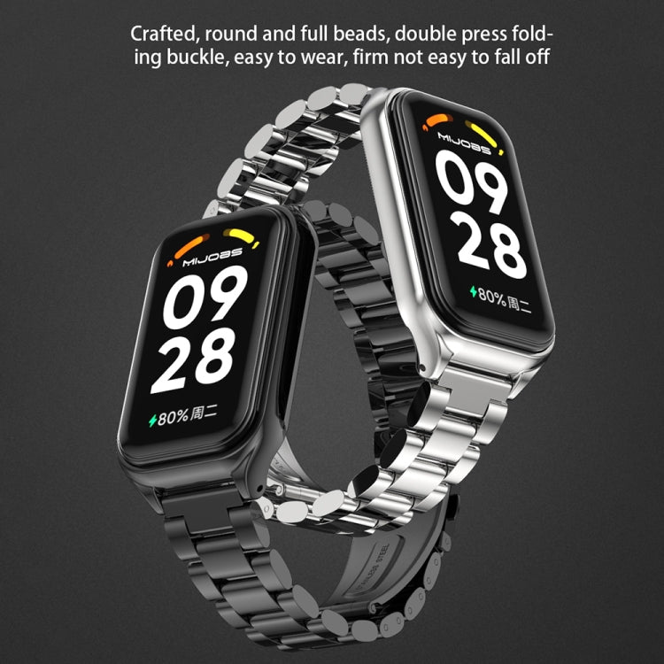 Mijobs Metal Shell + Three-Bead Stainless Steel Watch Band