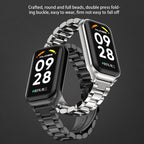 Mijobs Metal Shell + Three-Bead Stainless Steel Watch Band