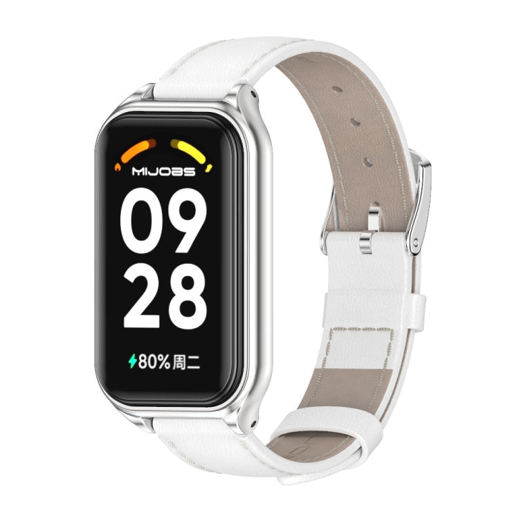 Mijobs Metal Shell Genuine Leather Watch Band
