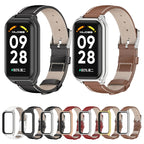 Mijobs Metal Shell Genuine Leather Watch Band