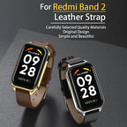 Mijobs Metal Shell Genuine Leather Watch Band