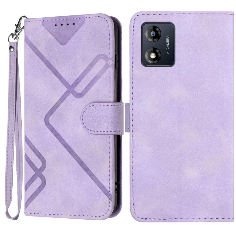 Line Pattern Skin Feel Leather Phone Case — For Motorola Moto E20 / E30 / E40