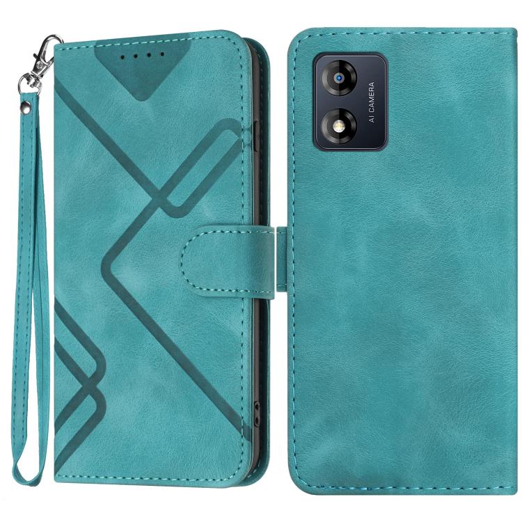 Line Pattern Skin Feel Leather Phone Case — For Motorola Moto E7 Power