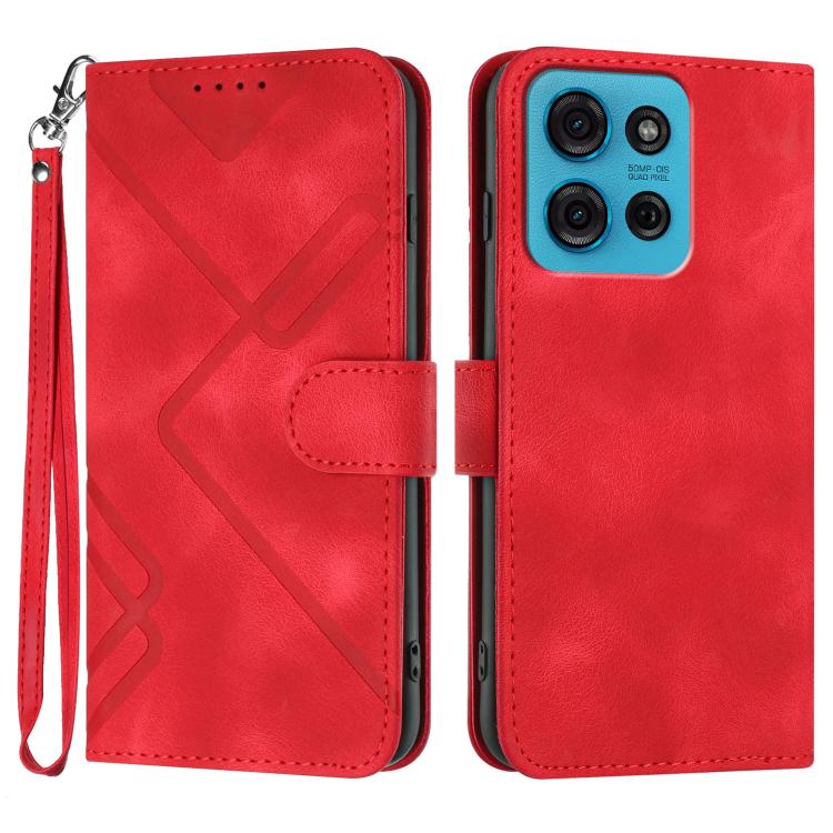 Line Pattern Skin Feel Leather Phone Case