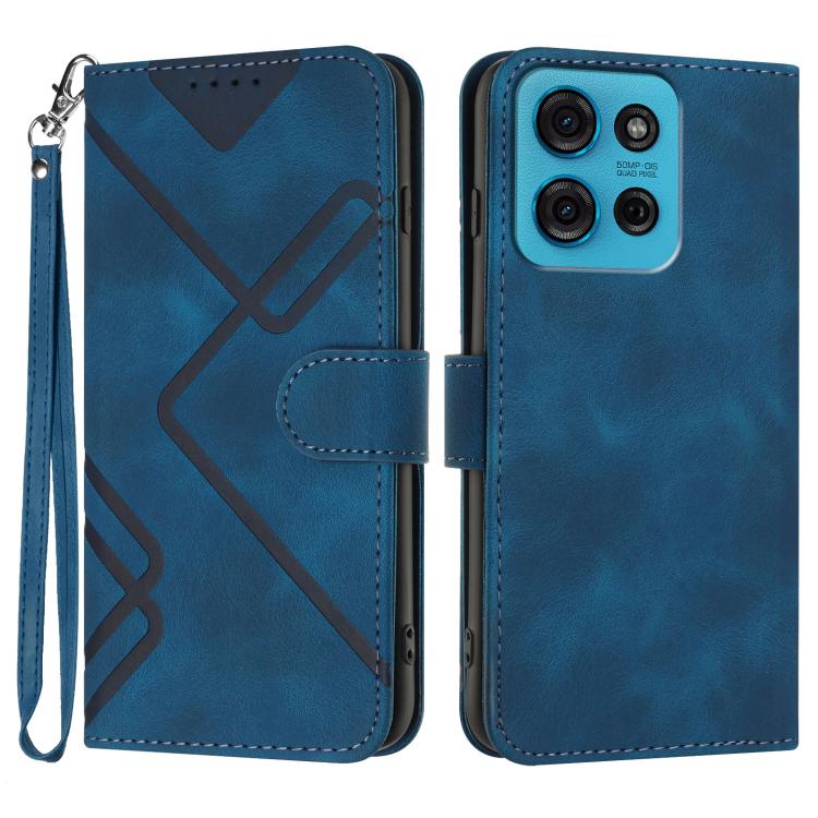 Line Pattern Skin Feel Leather Phone Case — For Motorola Moto X50 Ultra