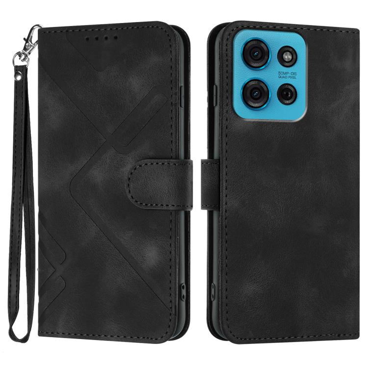 Line Pattern Skin Feel Leather Phone Case — For Motorola Edge 50 Pro