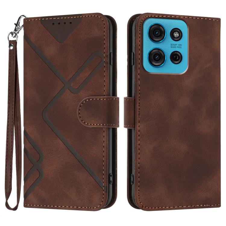 Line Pattern Skin Feel Leather Phone Case — For Motorola Edge 50 Fusion