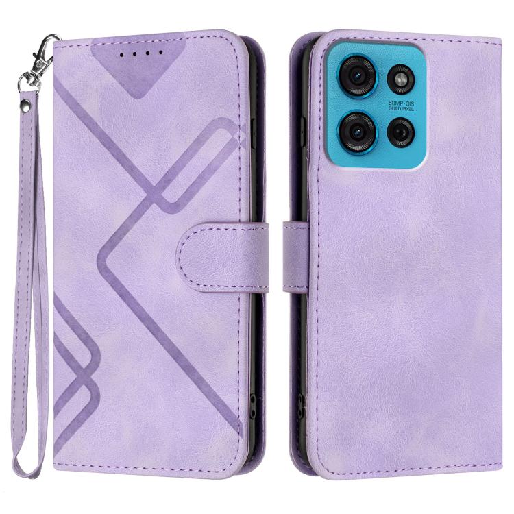 Line Pattern Skin Feel Leather Phone Case — For Motorola Moto G Stylus 5G 2024