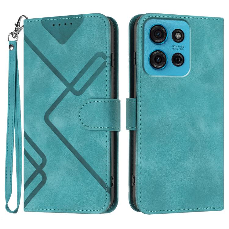Line Pattern Skin Feel Leather Phone Case — For Motorola Moto G Power 5G 2024