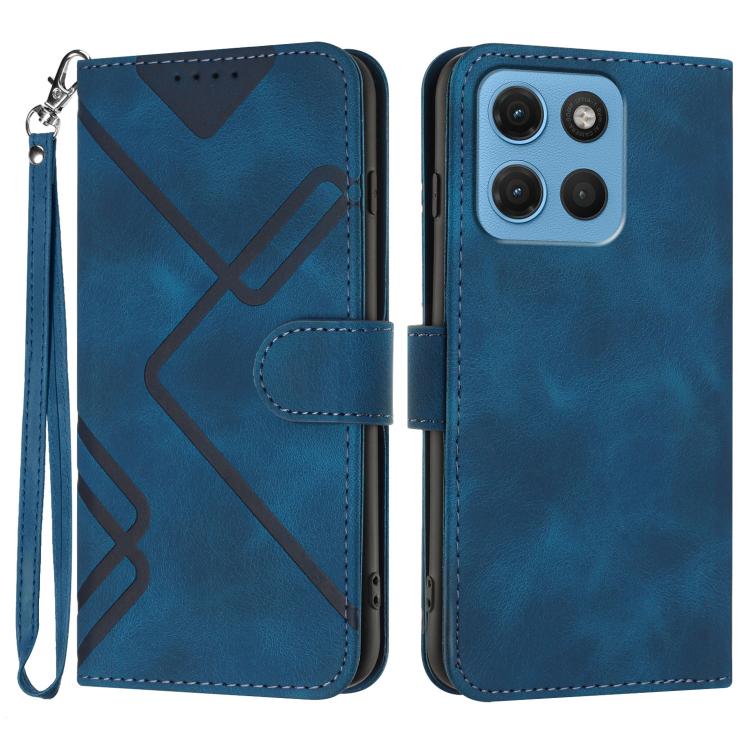 Line Pattern Skin Feel Leather Phone Case — For Motorola Edge 70 Fusion 5G