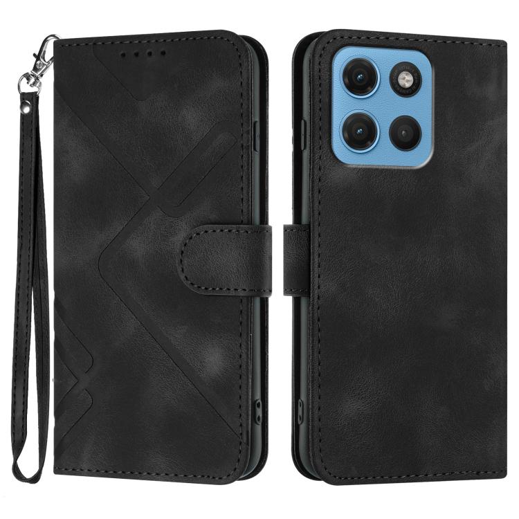 Line Pattern Skin Feel Leather Phone Case — For Motorola Moto G67 Power 5G