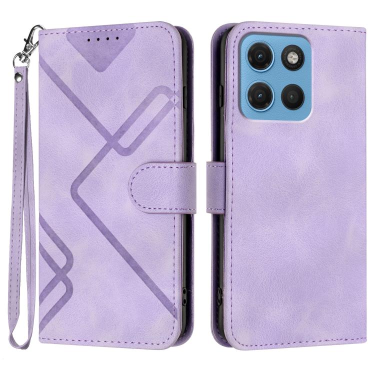 Line Pattern Skin Feel Leather Phone Case — For Motorola Edge 70 5G / Moto X70 Air 5G