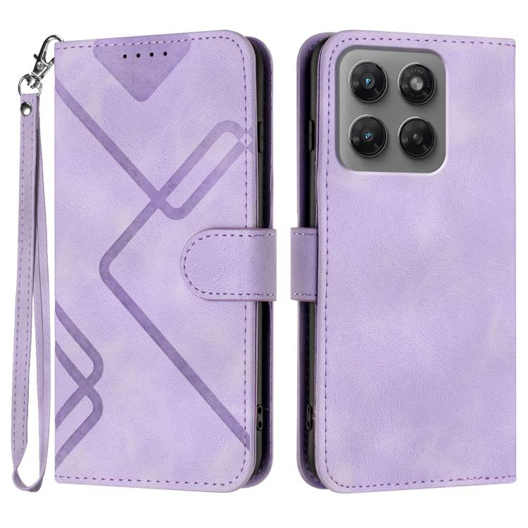 Line Pattern Skin Feel Leather Phone Case — Light Purple