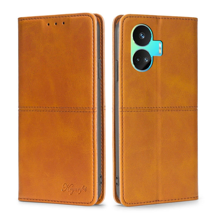 Cow Texture Magnetic Leather Phone Case — Dark Brown