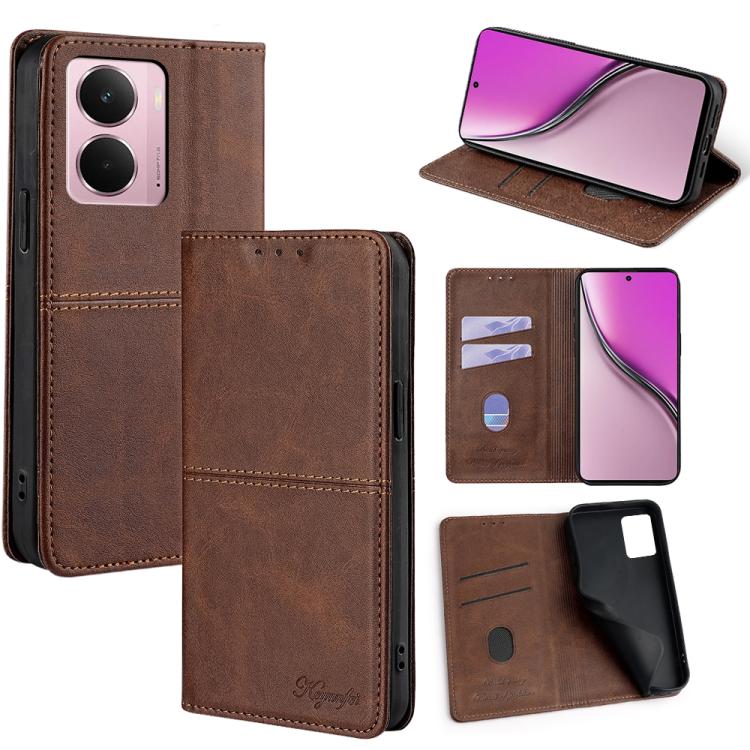 Cow Texture Magnetic Leather Phone Case — Red