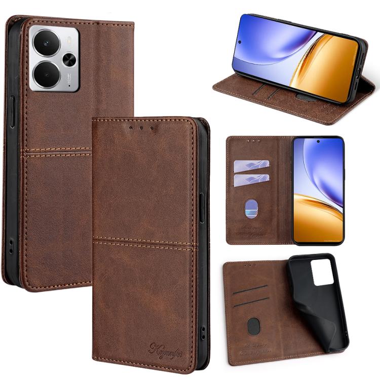 Cow Texture Magnetic Leather Phone Case — For Realme 12+ 5G