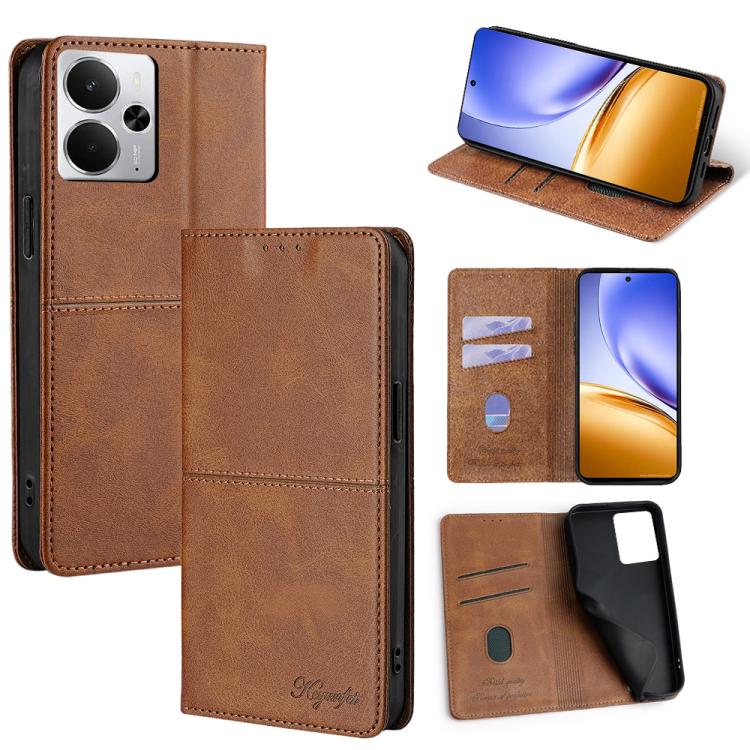 Cow Texture Magnetic Leather Phone Case — For Realme 12 Pro 5G