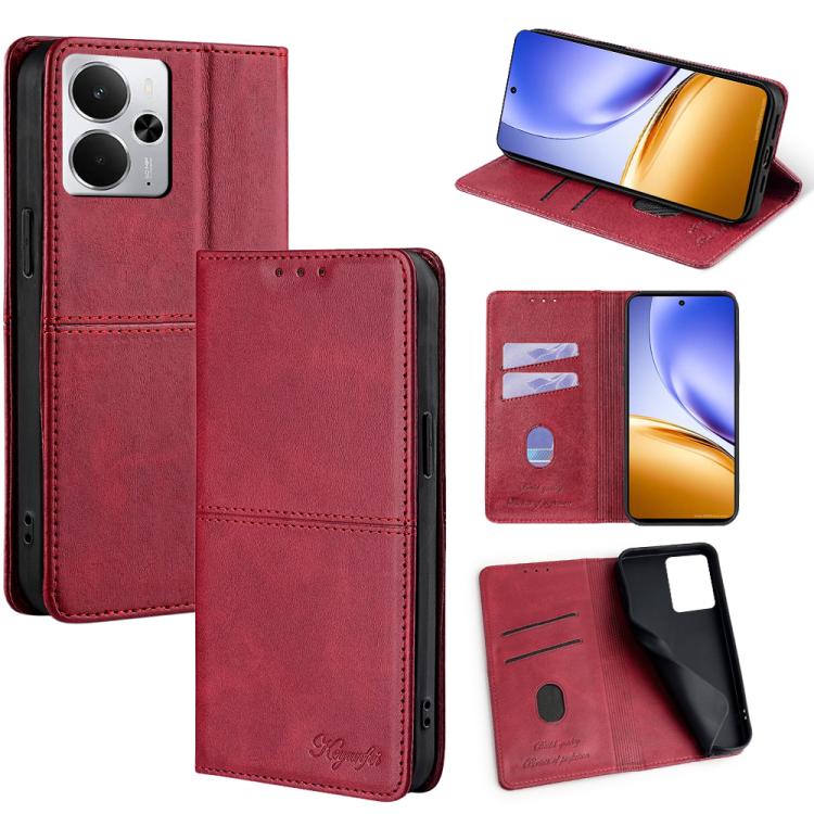 Cow Texture Magnetic Leather Phone Case — For Realme GT5 Pro 5G