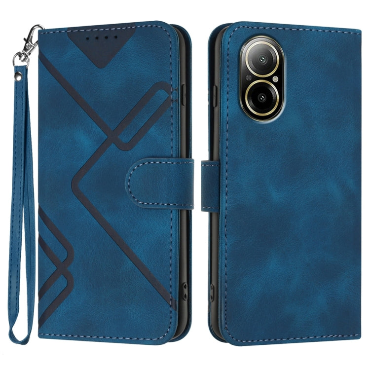 Line Pattern Skin Feel Leather Phone Case — For Realme V23