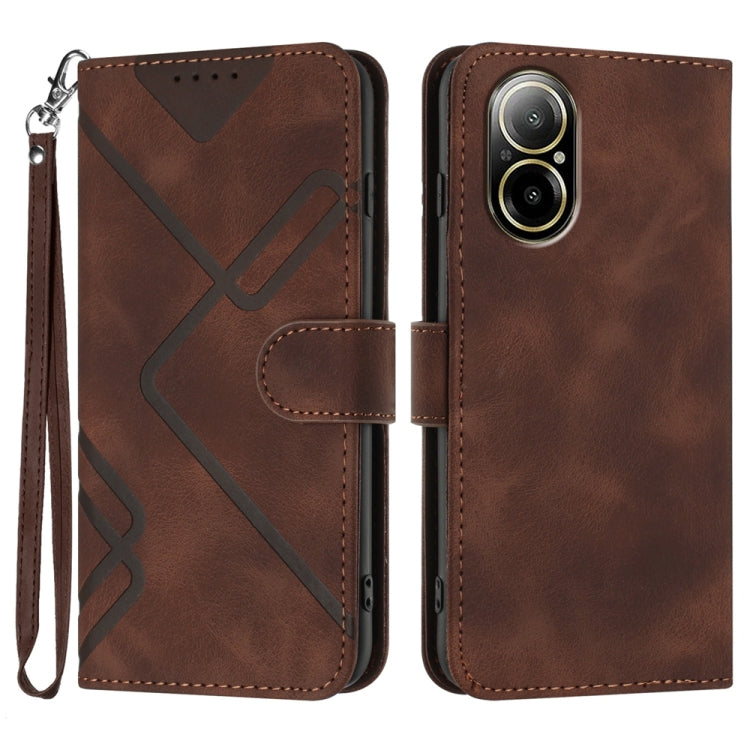 Line Pattern Skin Feel Leather Phone Case — For Realme C20 / C11 2021 / C21