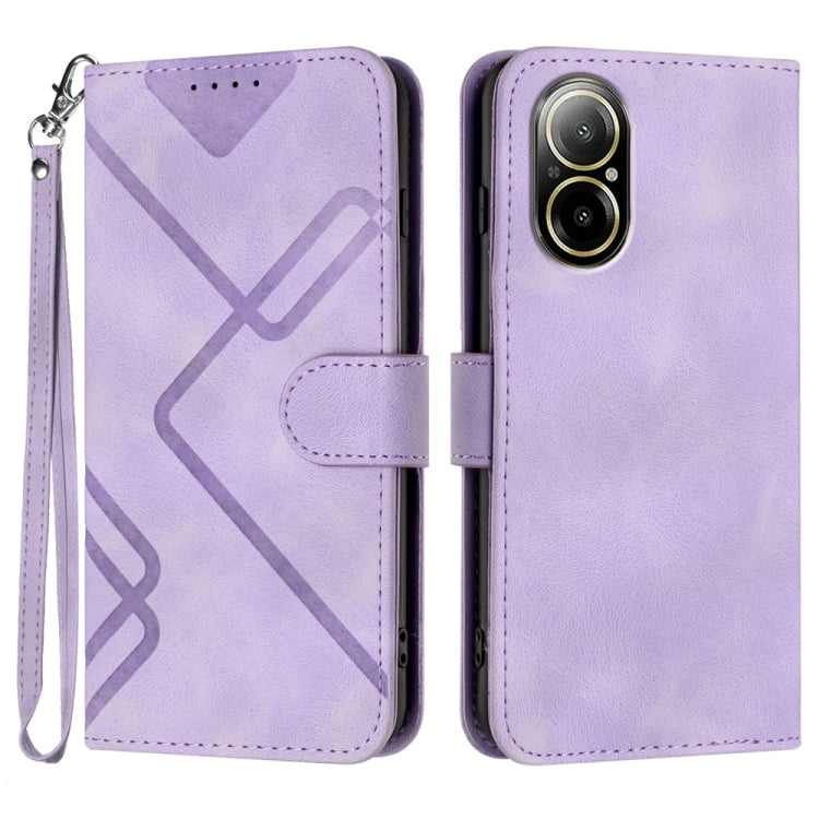 Line Pattern Skin Feel Leather Phone Case — For Realme Narzo 30A/C25/C25s