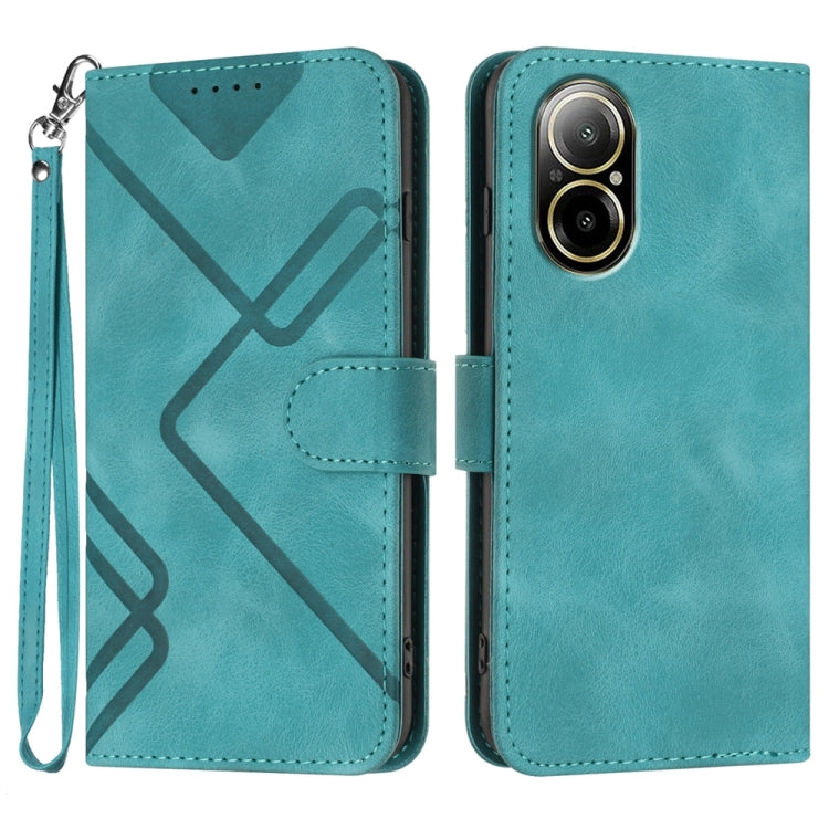 Line Pattern Skin Feel Leather Phone Case — For Realme 8 4G / 8 Pro