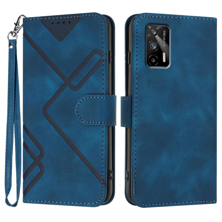 Line Pattern Skin Feel Leather Phone Case — Red