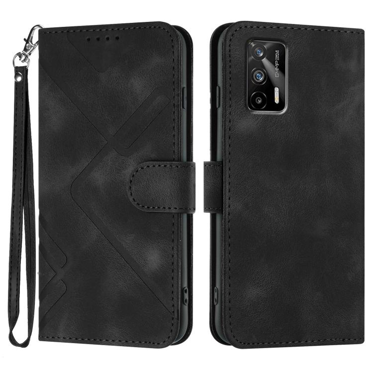 Line Pattern Skin Feel Leather Phone Case — Royal Blue
