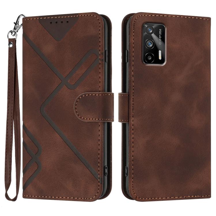 Line Pattern Skin Feel Leather Phone Case — Black