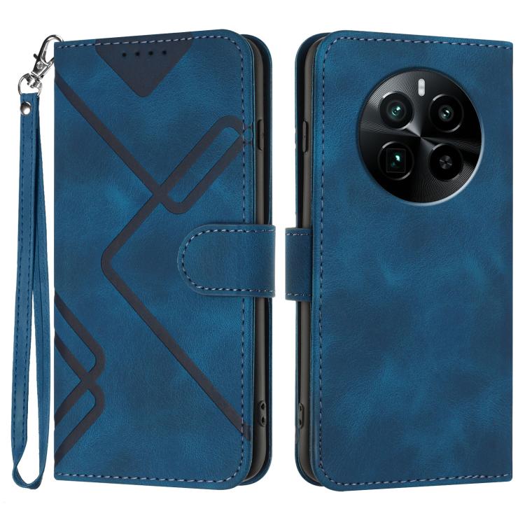 Line Pattern Skin Feel Leather Phone Case — Royal Blue