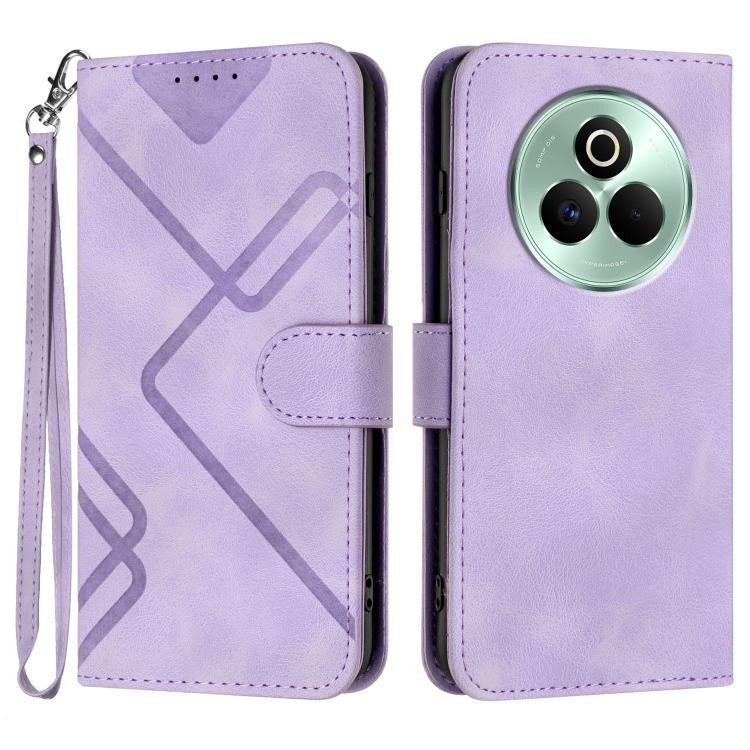 Line Pattern Skin Feel Leather Phone Case — Light Purple